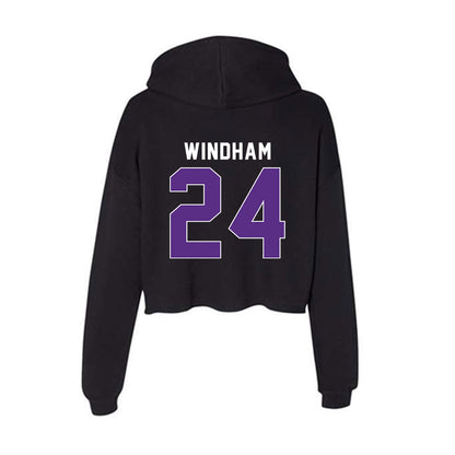 Northwestern - NCAA Men's Basketball : KJ Windham - Women's Crop Fleece Hoodie-1