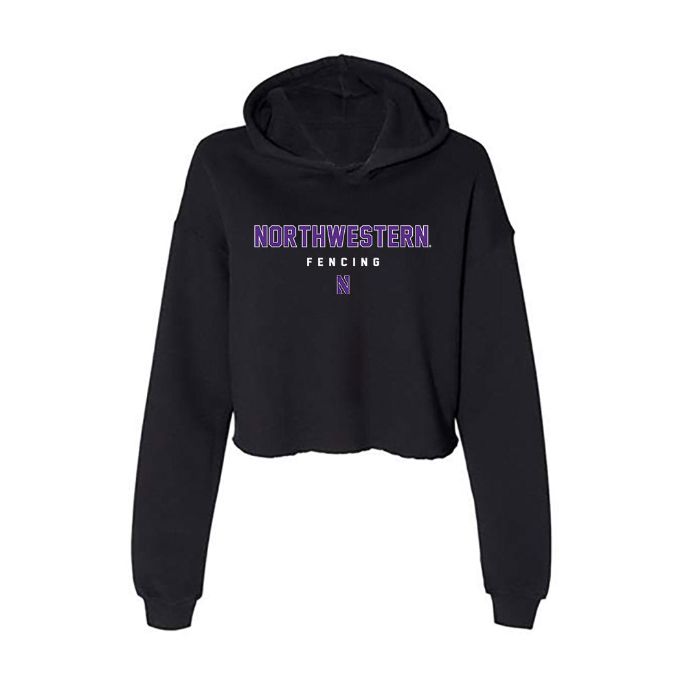 Northwestern - NCAA Women's Fencing : Samantha Serban - Women's Crop Fleece Hoodie-0