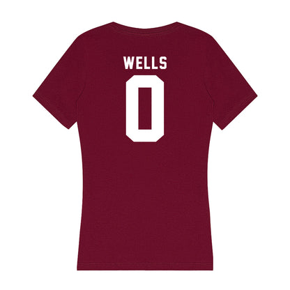 WSU - NCAA Men's Basketball : Jaylen Wells - Women's V-Neck T-Shirt-1