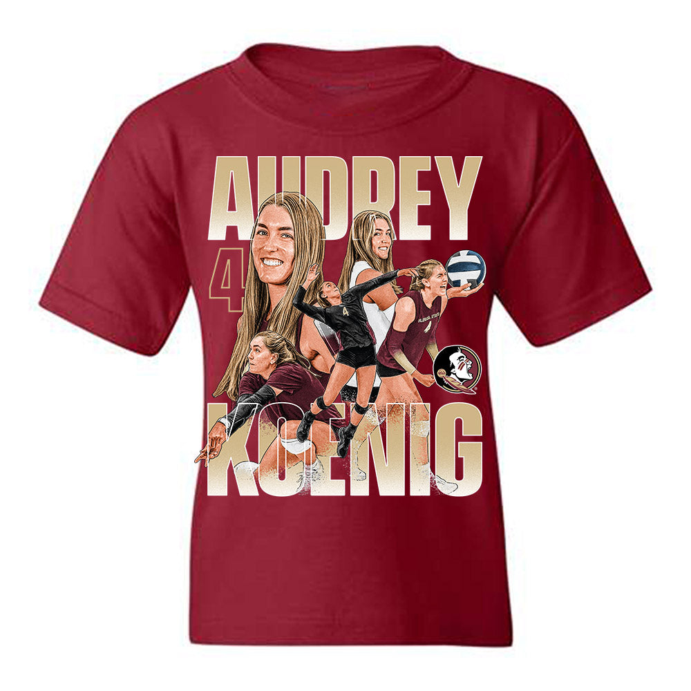 FSU - NCAA Women's Volleyball : Audrey Koenig - Player Collage Youth T-Shirt