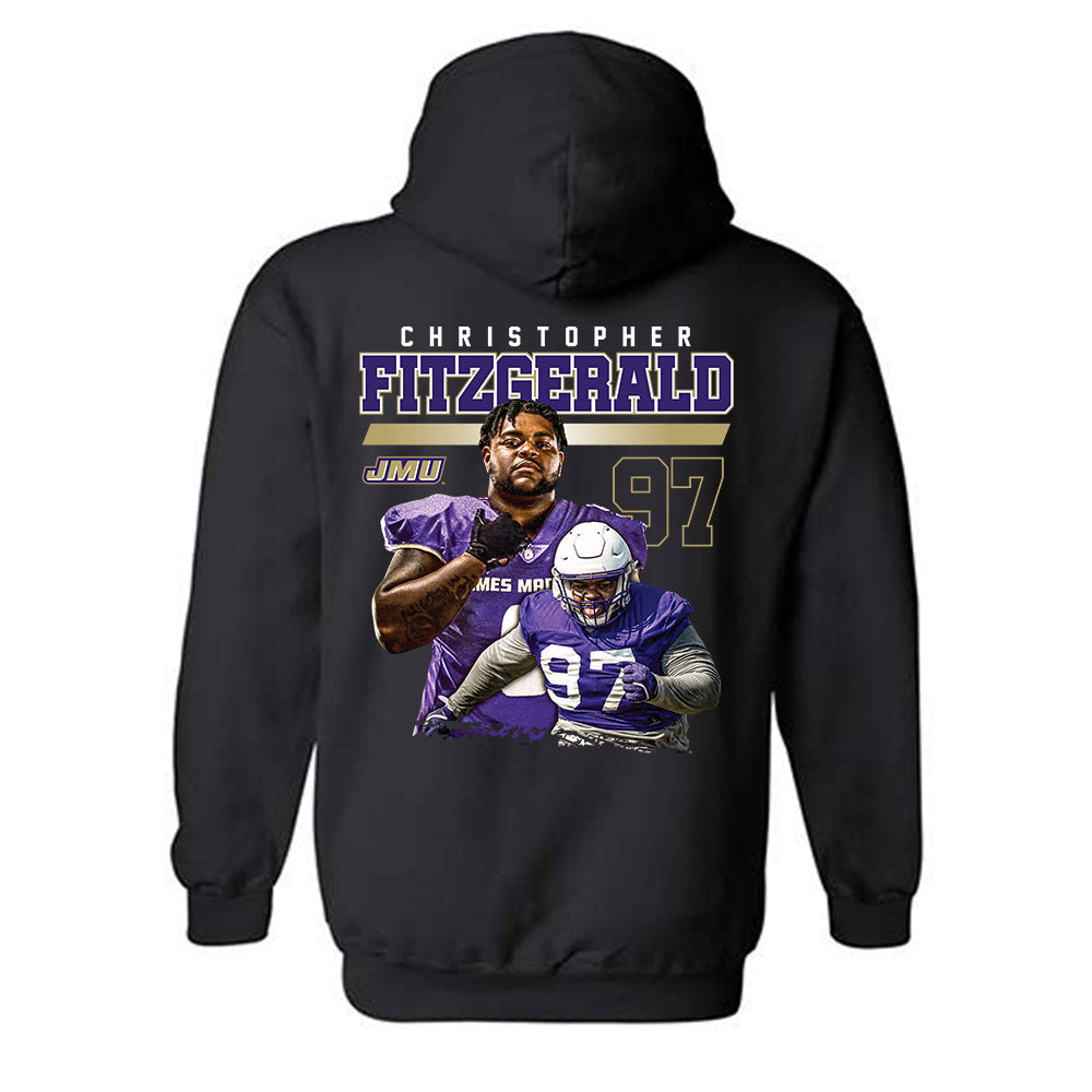 JMU - NCAA Football : Christopher Fitzgerald - Player Collage Hooded Sweatshirt