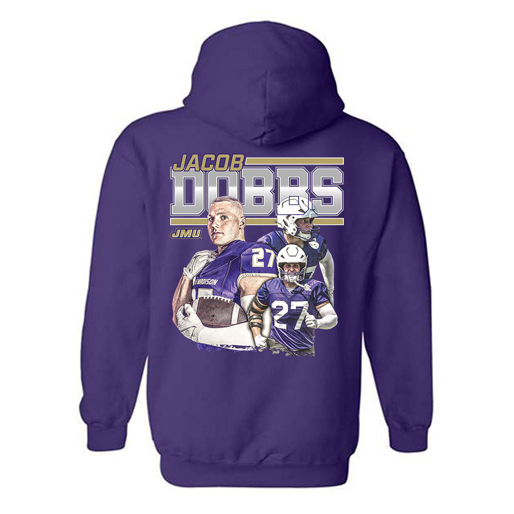 JMU - NCAA Football : Jacob Dobbs - Player Collage Hooded Sweatshirt