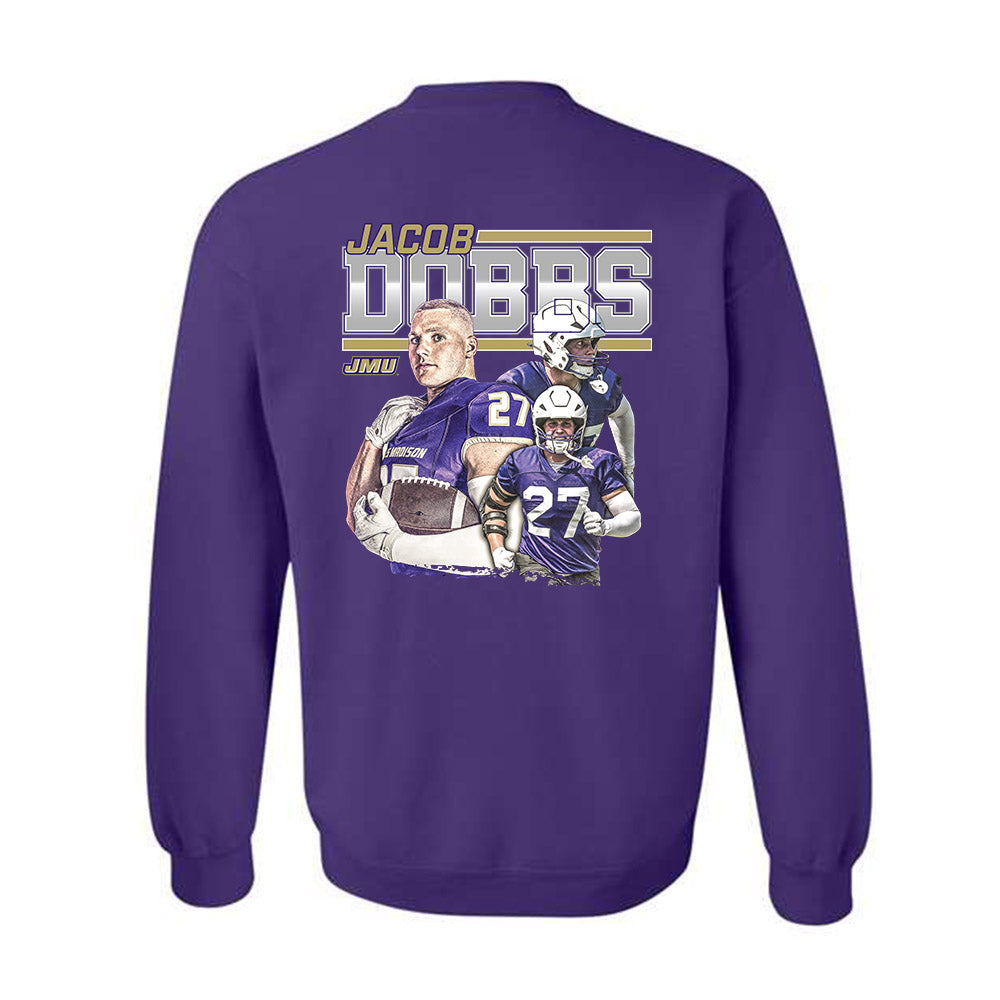 JMU - NCAA Football : Jacob Dobbs - Player Collage Crewneck Sweatshirt