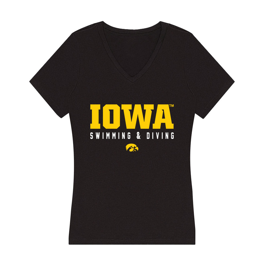 Iowa - NCAA Women's Swimming & Diving : Jenna Kerr - Women's V-Neck T-Shirt-0