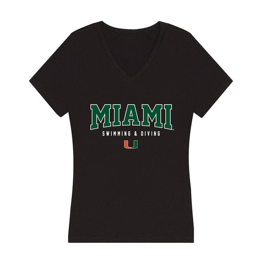 Miami - NCAA Women's Swimming & Diving : Ashlyn Massey - Women's V-Neck T-Shirt-0