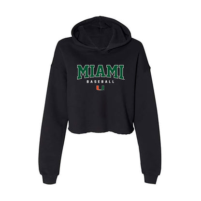 Miami - NCAA Baseball : Mario Magana - Women's Crop Fleece Hoodie-0