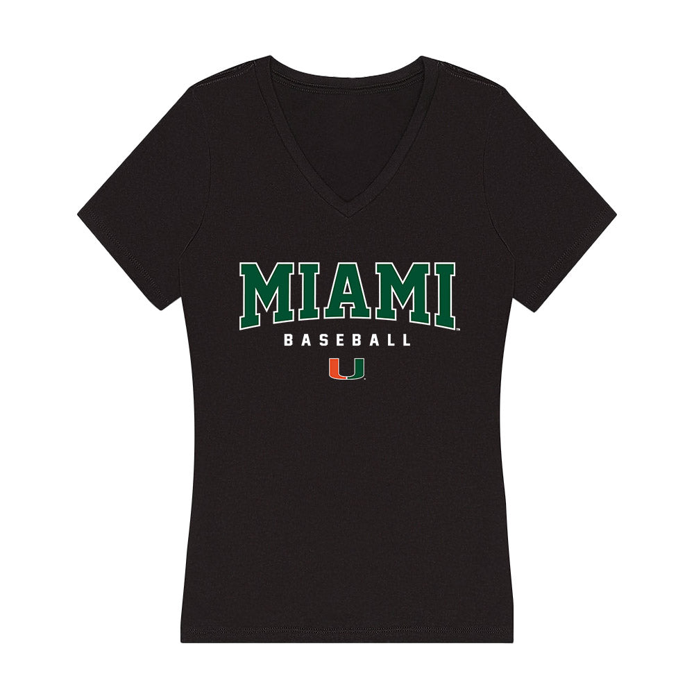 Miami - NCAA Baseball : Jake Lodgek - Women's V-Neck T-Shirt-0