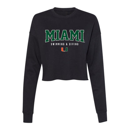 Miami - NCAA Men's Swimming & Diving : Mohamed Farouk - Women's Cropped Crew Fleece-0