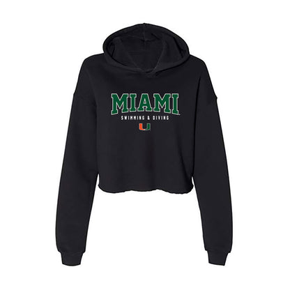 Miami - NCAA Men's Swimming & Diving : Mohamed Farouk - Women's Crop Fleece Hoodie-0