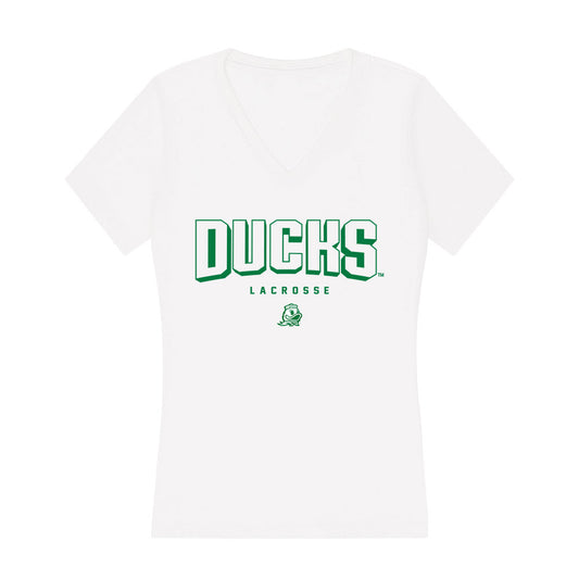 Oregon - NCAA Women's Lacrosse : Gabby Jackson - Women's V-Neck T-Shirt-0