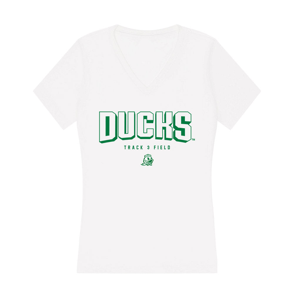 Oregon - NCAA Men's Track & Field : Michael Mireles - Women's V-Neck T-Shirt-0