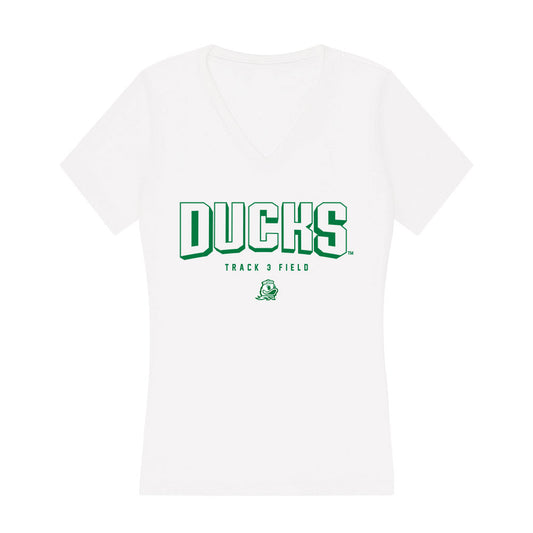 Oregon - NCAA Men's Track & Field : Michael Mireles - Women's V-Neck T-Shirt-0