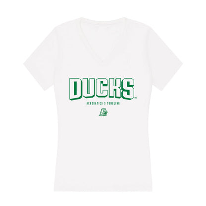 Oregon - NCAA Acrobatics & Tumbling : Lilly Paumier - Women's V-Neck T-Shirt-0