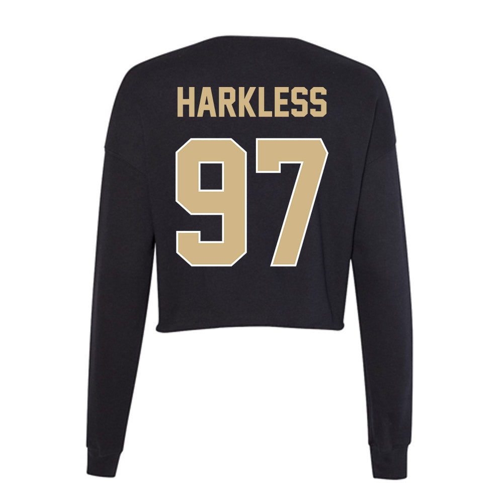 Purdue - NCAA Football : Jamarrion Harkless - Women's Cropped Crew Fleece-1