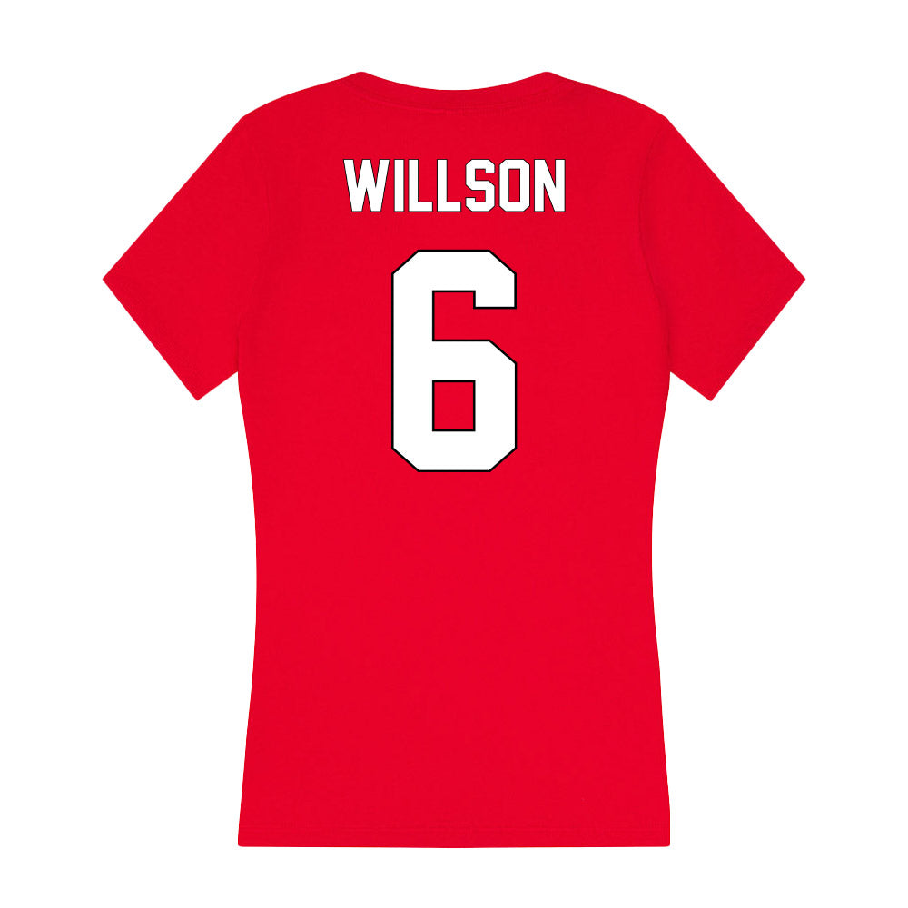 Maryland - NCAA Baseball : Liam Willson - Women's V-Neck T-Shirt-1