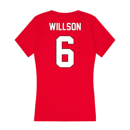 Maryland - NCAA Baseball : Liam Willson - Women's V-Neck T-Shirt-1