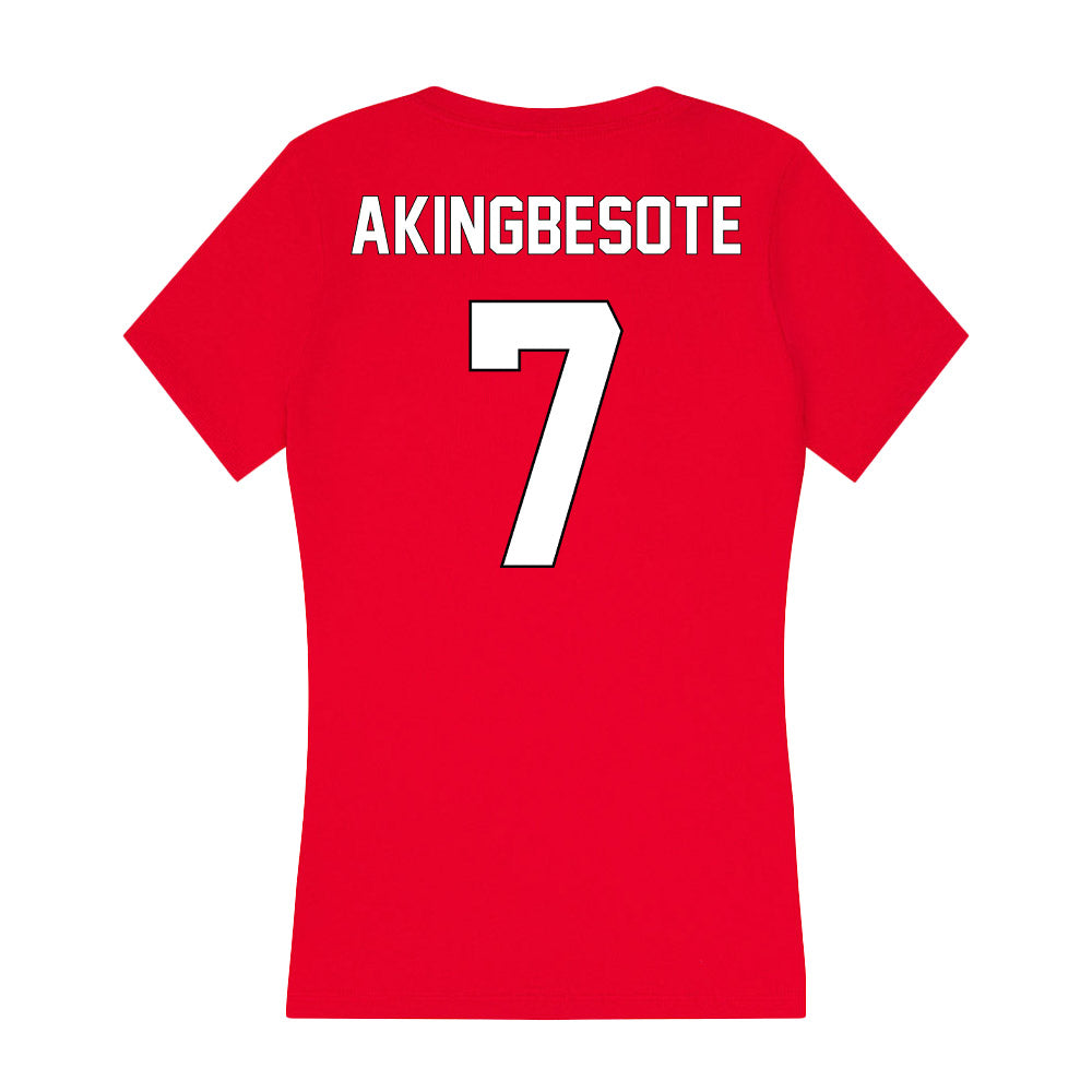 Maryland - NCAA Football : Tommy Akingbesote - Women's V-Neck T-Shirt-1