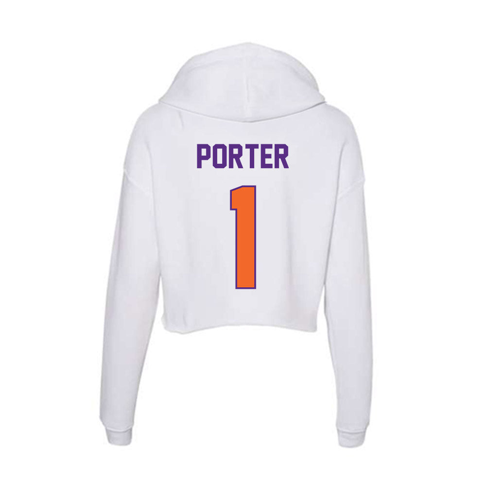Clemson - NCAA Men's Basketball : Jestin Porter - Women's Crop Fleece Hoodie-1