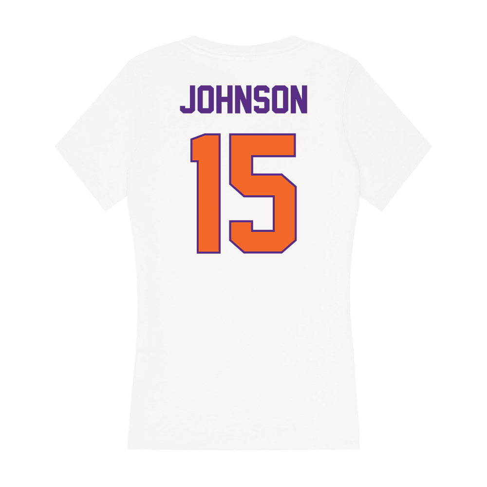 Clemson - NCAA Women's Soccer : Ella Johnson - Women's V-Neck T-Shirt-1