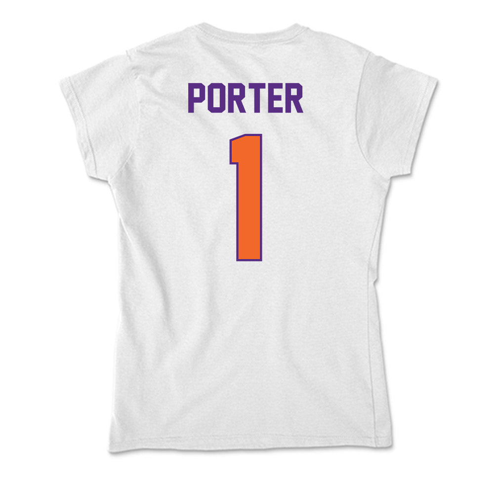 Clemson - NCAA Men's Basketball : Jestin Porter - Soft Style Women’s T-Shirt-1