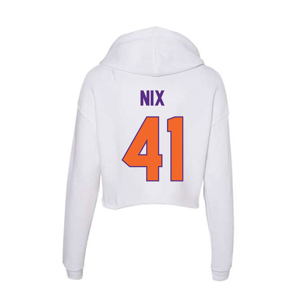 Clemson - NCAA Football : Caleb Nix - Women's Crop Fleece Hoodie-1