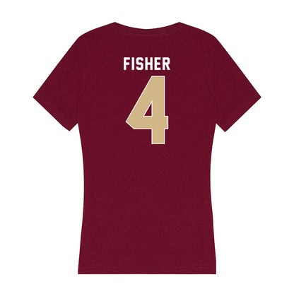 FSU - NCAA Baseball : Cal Fisher - Women's V-Neck T-Shirt-1