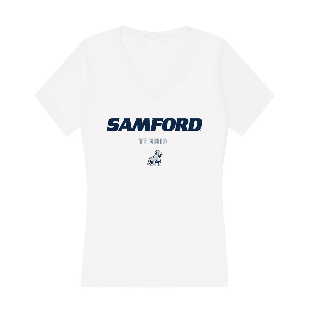 Samford - NCAA Men's Tennis : Darcy Nicholls - Women's V-Neck T-Shirt-0