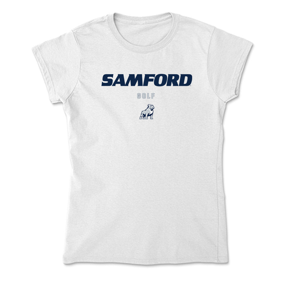 Samford - NCAA Men's Golf : Taylor Kuehn - Soft Style Women’s T-Shirt-0