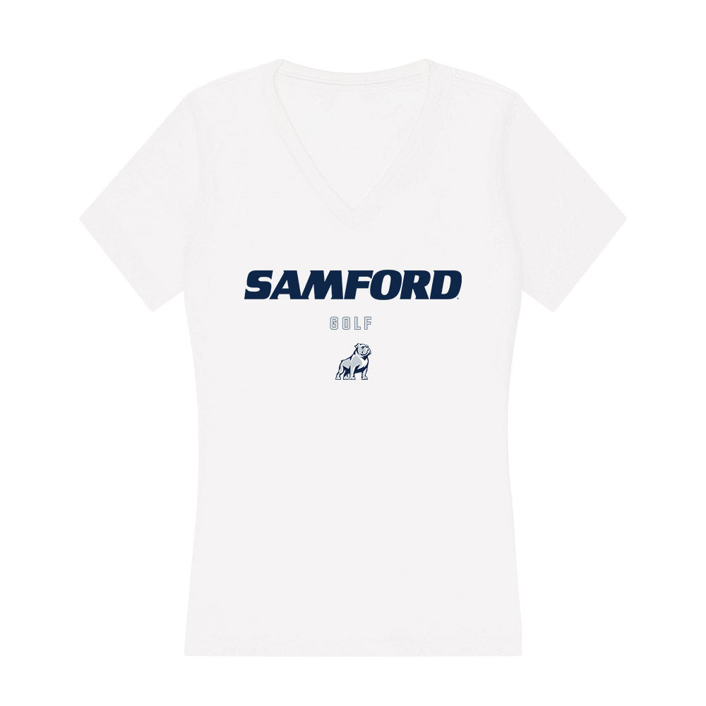 Samford - NCAA Men's Golf : Taylor Kuehn - Women's V-Neck T-Shirt-0