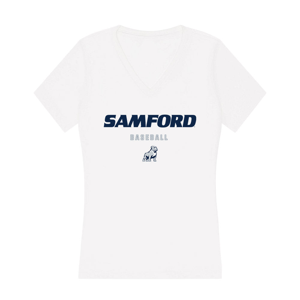 Samford - NCAA Baseball : Angelo Prieto - Women's V-Neck T-Shirt-0