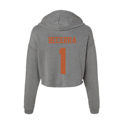 Texas - NCAA Baseball : Temo Becerra - Women's Crop Fleece Hoodie-1