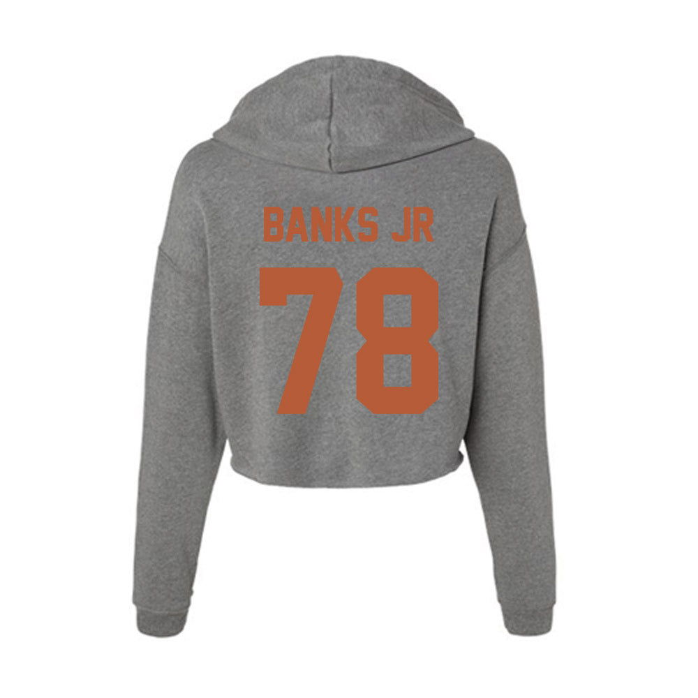 Texas - NCAA Football : Kelvin Banks Jr - Women's Crop Fleece Hoodie-1