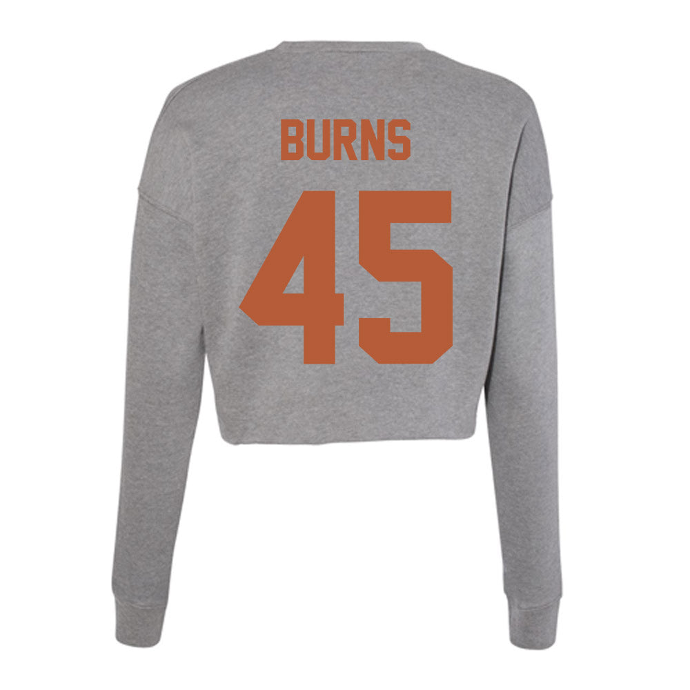 Texas - NCAA Baseball : Thomas Burns - Women's Cropped Crew Fleece-1