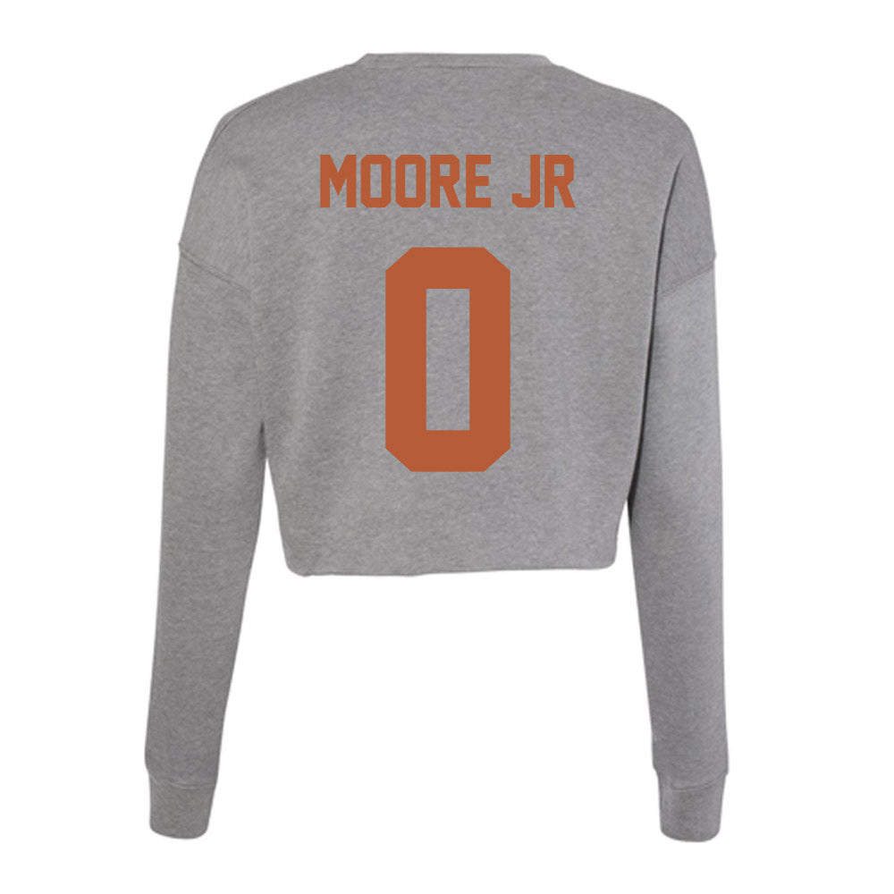 Texas - NCAA Football : Deandre Moore Jr - Women's Cropped Crew Fleece-1