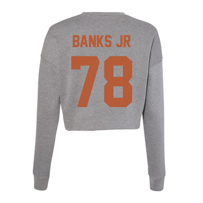 Texas - NCAA Football : Kelvin Banks Jr - Women's Cropped Crew Fleece-1