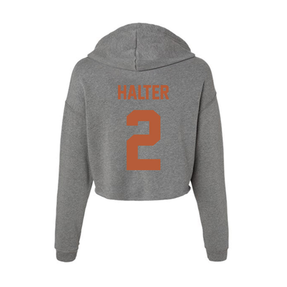 Texas - NCAA Women's Volleyball : Emma Halter - Women's Crop Fleece Hoodie-1