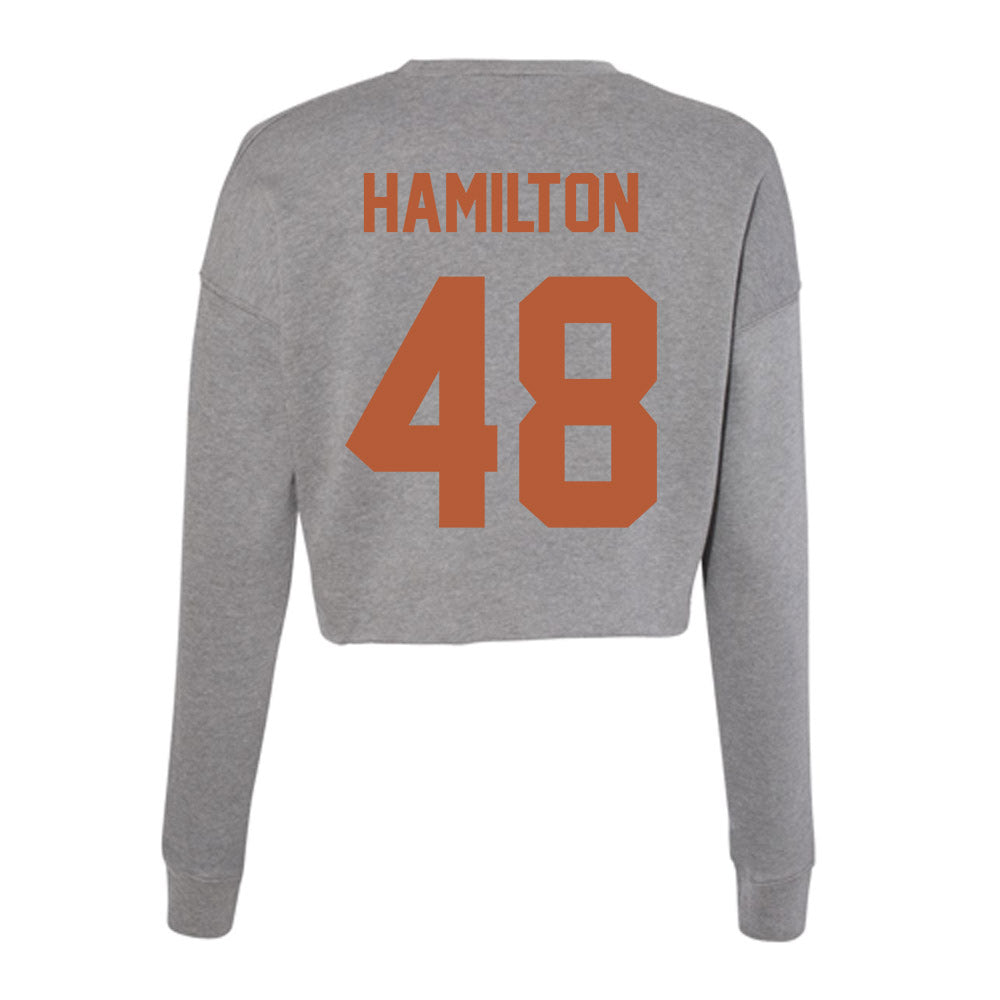 Texas - NCAA Baseball : Hudson Hamilton - Women's Cropped Crew Fleece-1