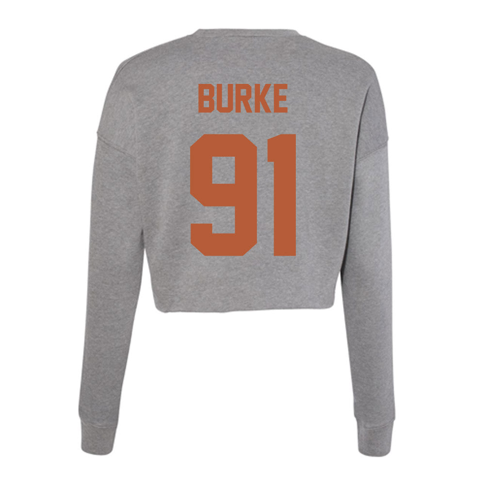 Texas - NCAA Football : Ethan Burke - Women's Cropped Crew Fleece-1