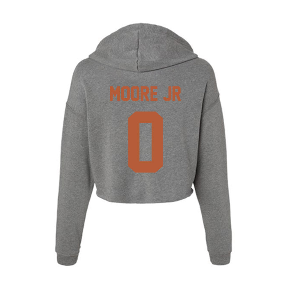 Texas - NCAA Football : Deandre Moore Jr - Women's Crop Fleece Hoodie-1