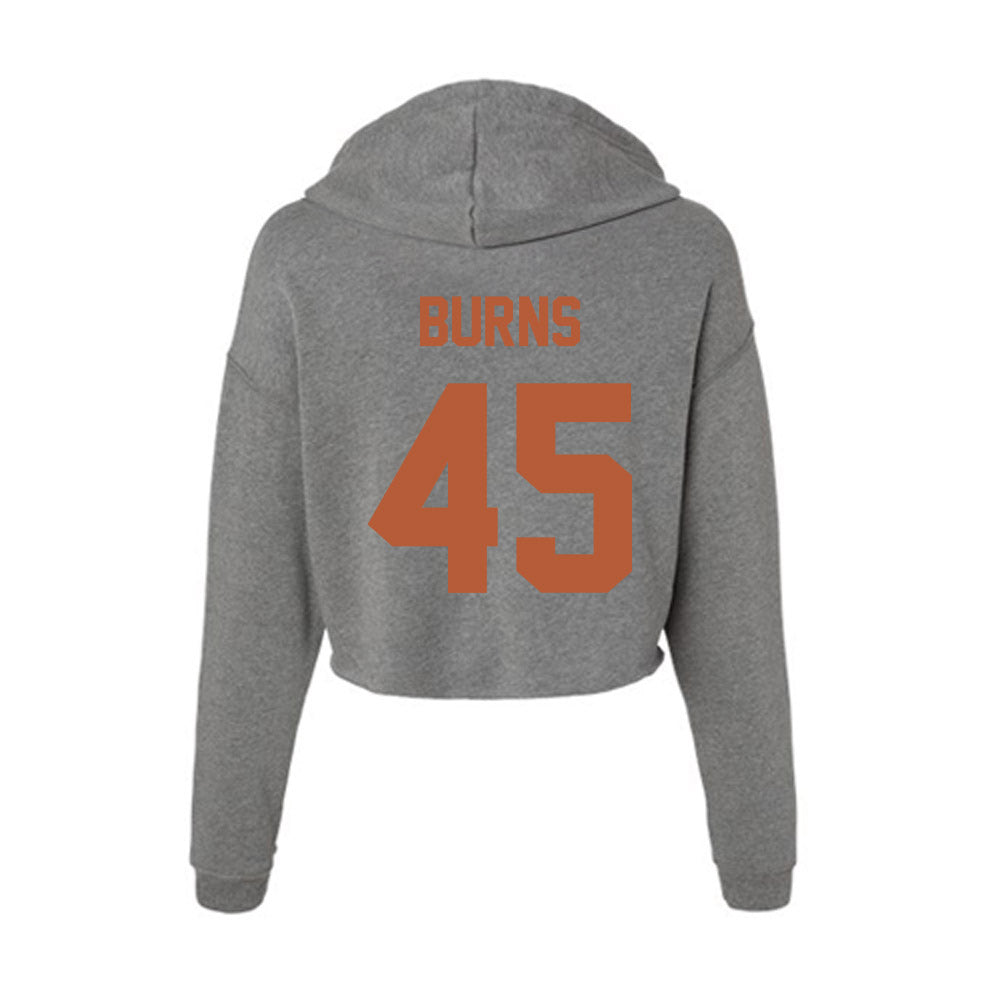 Texas - NCAA Baseball : Thomas Burns - Women's Crop Fleece Hoodie-1