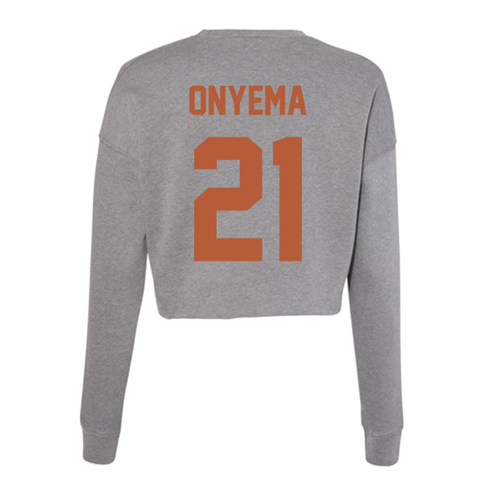 Texas - NCAA Men's Basketball : Ze’rik Onyema - Women's Cropped Crew Fleece-1