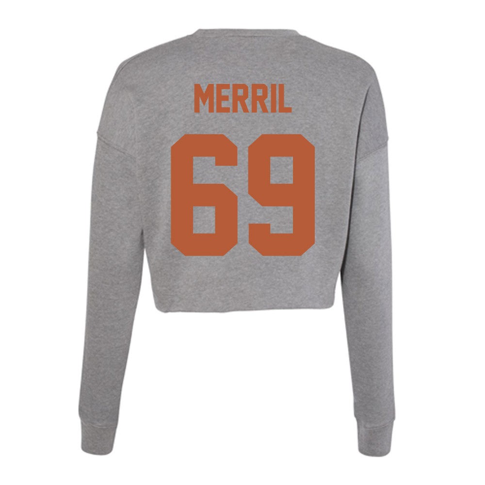 Texas - NCAA Football : Max Merril - Women's Cropped Crew Fleece-1