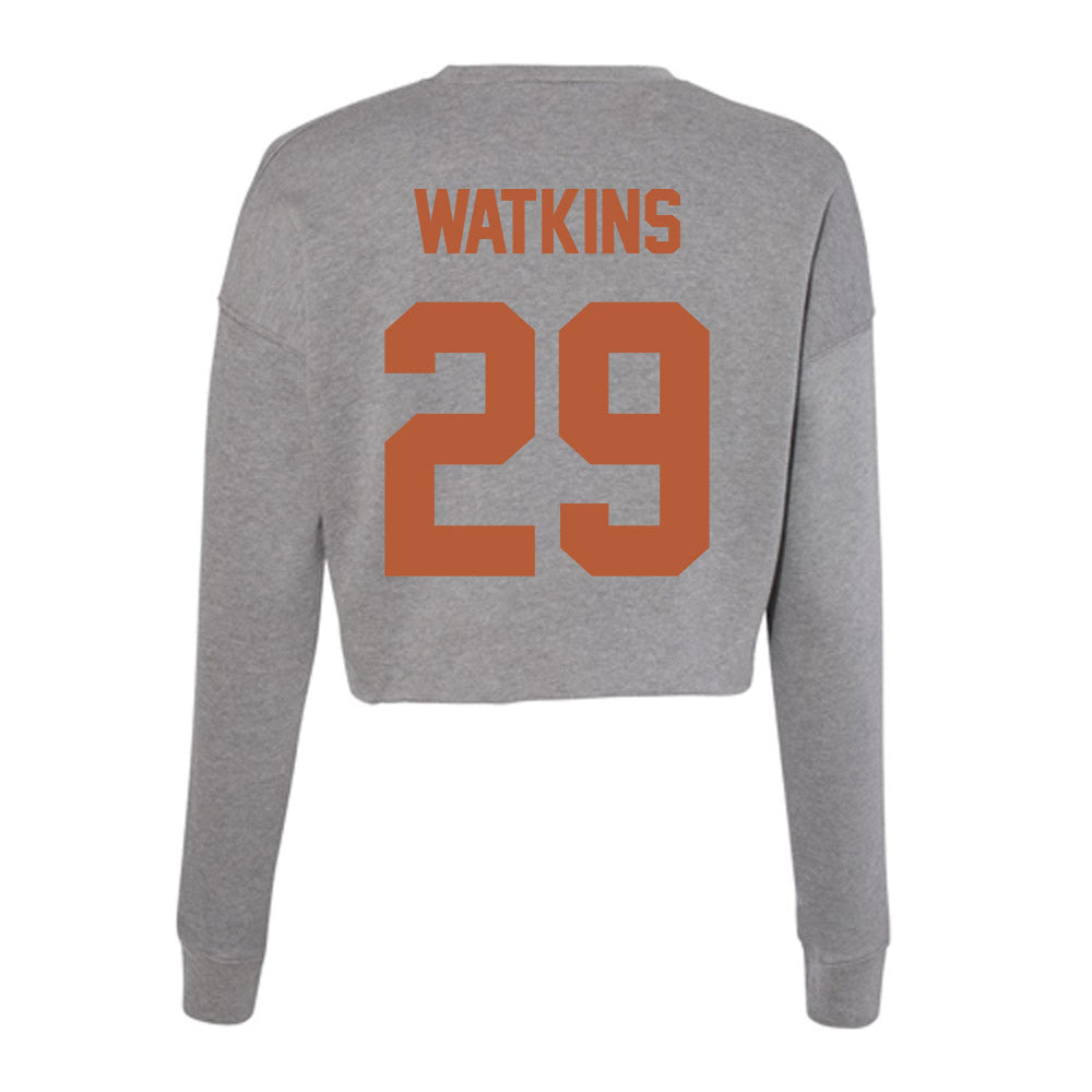 Texas - NCAA Football : Reid Watkins - Women's Cropped Crew Fleece-1