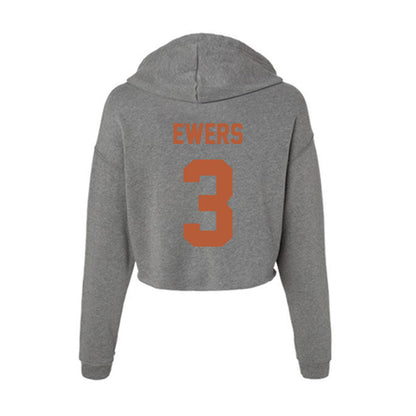 Texas - NCAA Football : Quinn Ewers - Women's Crop Fleece Hoodie-1