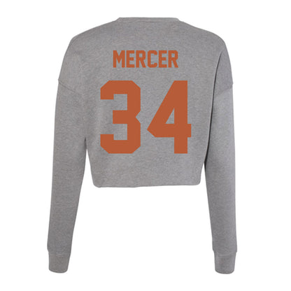 Texas - NCAA Baseball : Will Mercer - Women's Cropped Crew Fleece-1