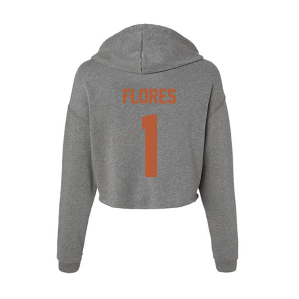 Texas - NCAA Baseball : Jalin Flores - Women's Crop Fleece Hoodie-1