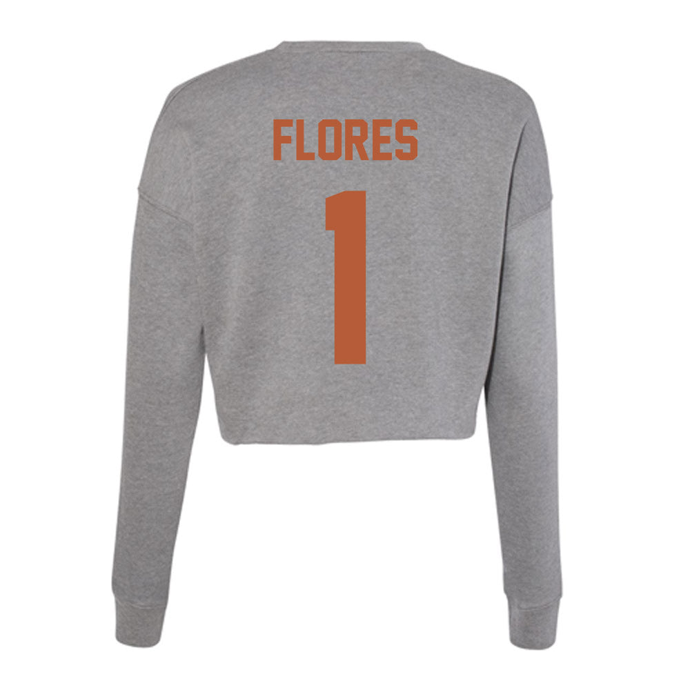 Texas - NCAA Baseball : Jalin Flores - Women's Cropped Crew Fleece-1