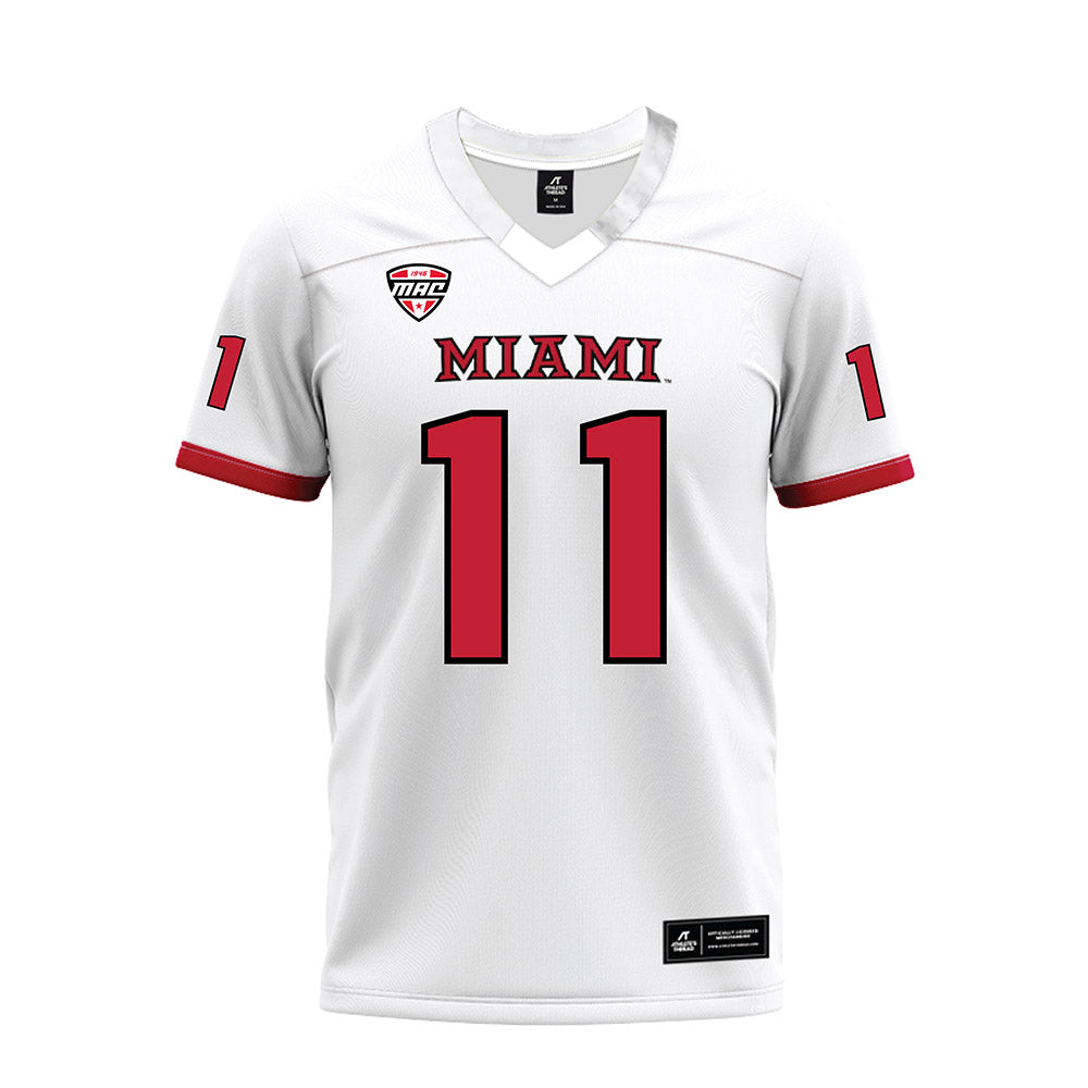 Miami of Ohio - NCAA Football : Noah Ehrlich - White Premium Football Jersey-0