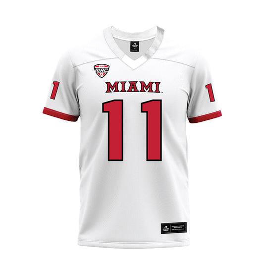 Miami of Ohio - NCAA Football : Noah Ehrlich - White Premium Football Jersey-0