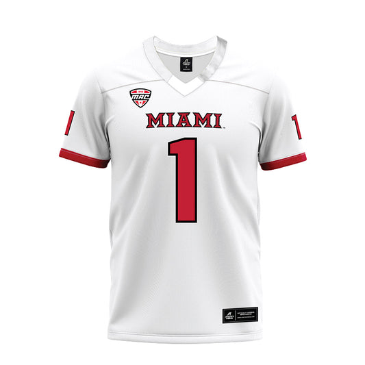 Miami of Ohio - NCAA Football : Eli Blakey - White Premium Football Jersey-0